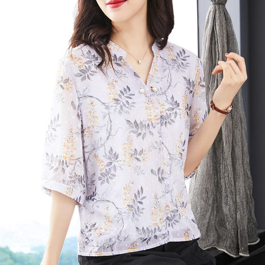 MQ-LM8270夏季新款洋气宽松大码雪纺短袖上衣YY 商品图2