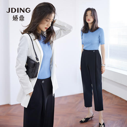 【商品同款】  娇鼎雾蓝色坑条 针织衫  CJKF311 商品图0