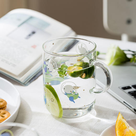 摩登主妇 水杯简约家用清新可爱森系创意透明玻璃杯带把杯子茶杯 商品图3