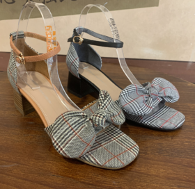 西村名物夏季凉鞋蝴蝶结优雅中跟X282G20441