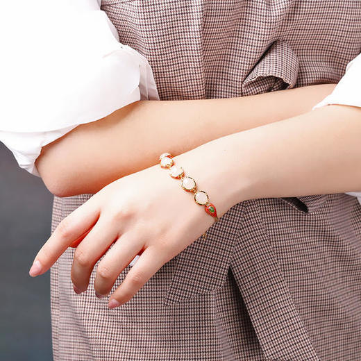 RP-SL01185S925银女式珐琅和田玉手链 商品图1