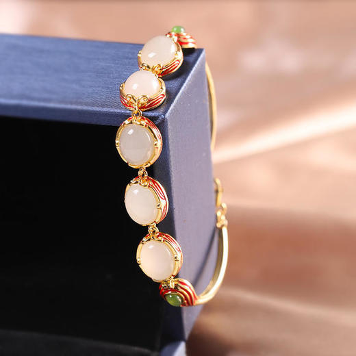 RP-SL01185S925银女式珐琅和田玉手链 商品图3