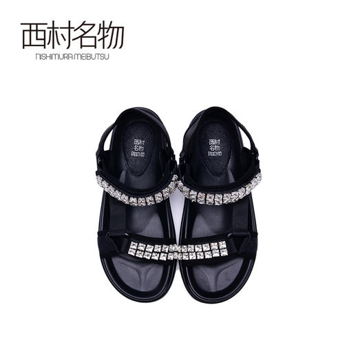 西村名物2020夏季新凉鞋女露趾平底魔术贴街头女鞋X20BG23061 商品图2