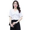 WZNH-XYFS6876夏装新款纯色百搭短袖V领气质白衬衫 商品缩略图4