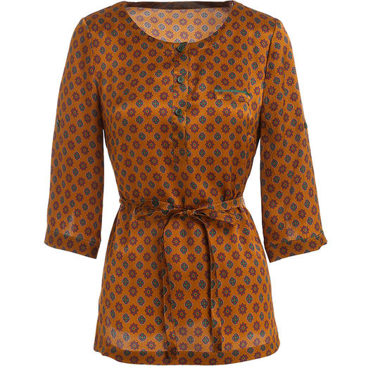 乔万尼新款真丝桑蚕丝上衣女气质流行印花休闲七分袖衬衫ES2C137 商品图4