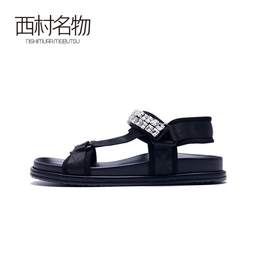 西村名物2020夏季新凉鞋女露趾平底魔术贴街头女鞋X20BG23061 商品图1