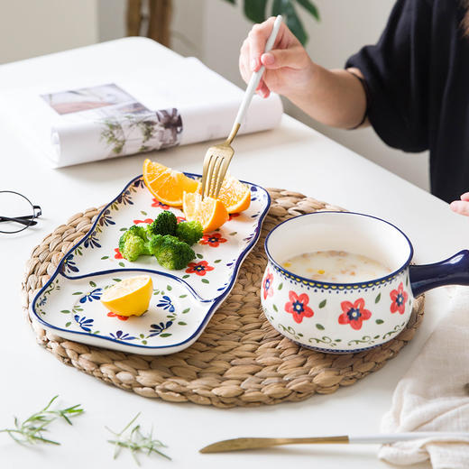 摩登主妇原创一人食早餐餐具套装日式家用牛排儿童早餐盘陶瓷盘子 商品图3