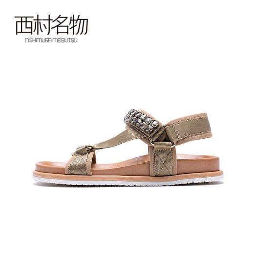 西村名物2020夏季新凉鞋女露趾平底魔术贴街头女鞋X20BG23061 商品图4