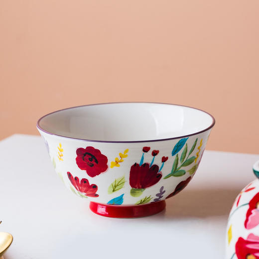 摩登主妇日式手绘花卉饭碗单个陶瓷日式餐具创意家用粥碗汤碗小碗 商品图2