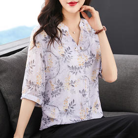 MQ-LM8270夏季新款洋气宽松大码雪纺短袖上衣YY