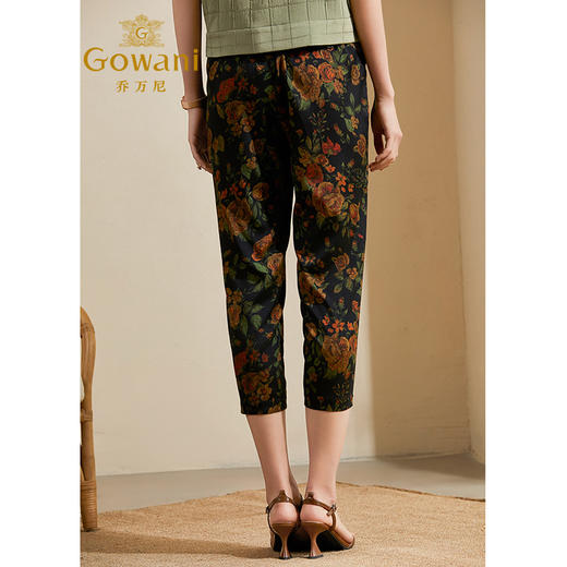 乔万尼桑蚕丝哈伦裤夏新款印花真丝薄款直筒裤九分裤子ES2F192 商品图3