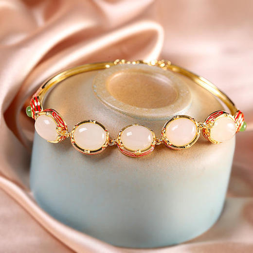 RP-SL01185S925银女式珐琅和田玉手链 商品图2