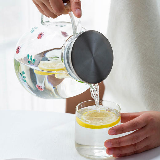 摩登主妇原创可爱家用大容量玻璃冷水壶耐高温凉水壶开水杯花茶壶 商品图2