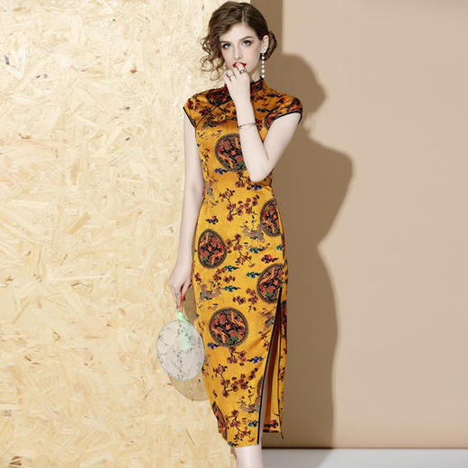 XZY-QF-190420新款中国风气质立领旗袍裙 商品图0