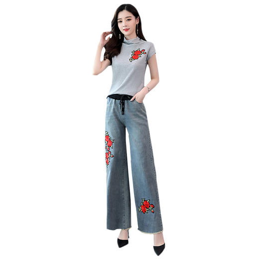 WZNH-2075P125夏季新款女装时尚气质针织牛仔两件套装 商品图4