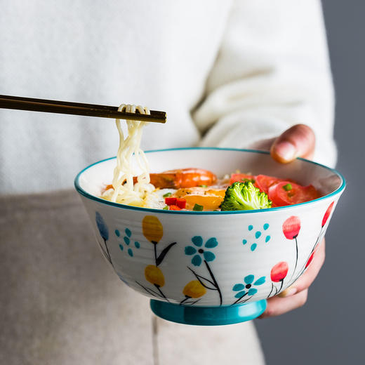 摩登主妇日式手绘花卉饭碗单个陶瓷日式餐具创意家用粥碗汤碗小碗 商品图1