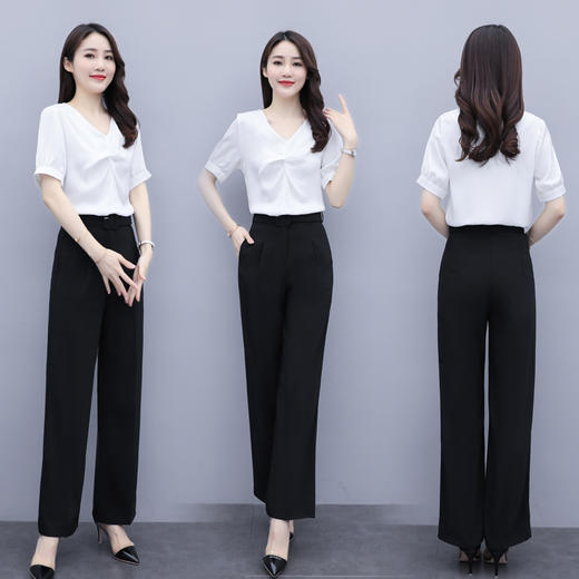 WZNH-XYFS6876夏装新款纯色百搭短袖V领气质白衬衫 商品图2