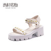 西村名物2020夏天新款欧美铆钉一字带凉鞋女罗马鞋T20BG23611 商品缩略图3