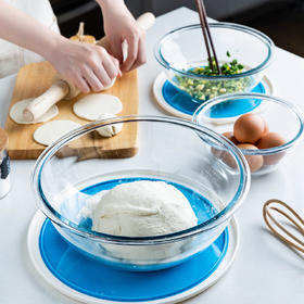 摩登主妇钢化玻璃和面盆家用大号沙拉料理碗厨房打蛋蛋糕烘焙带盖