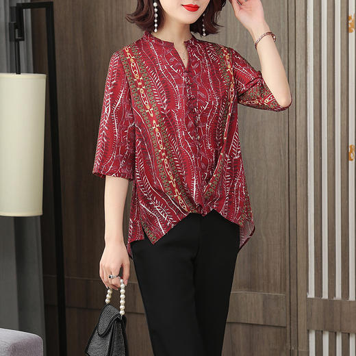 MQ-LM8257初夏新款高端质感雪纺遮肉显瘦复古风衬衫YY 商品图3