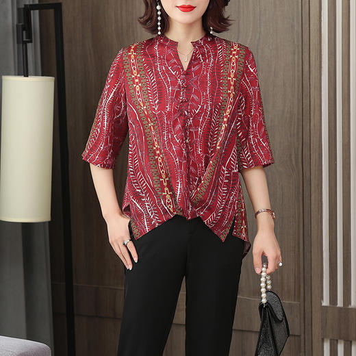 MQ-LM8257初夏新款高端质感雪纺遮肉显瘦复古风衬衫YY 商品图1