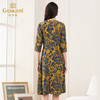 乔万尼新款夏修身气质高腰碎花V领真丝连衣裙桑蚕丝女中长款ES2E111 商品缩略图3