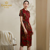 【酒红复古花】【香云纱】乔万尼真丝桑蚕丝连衣裙夏季收腰显瘦印花长裙ES2E117 商品缩略图2