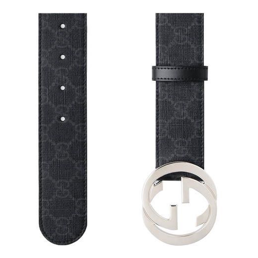 【二】GUCCI 古驰 男女通用 GG Supreme帆布 GG 搭扣腰带 黑色 411924 KGDHX 8449 商品图1