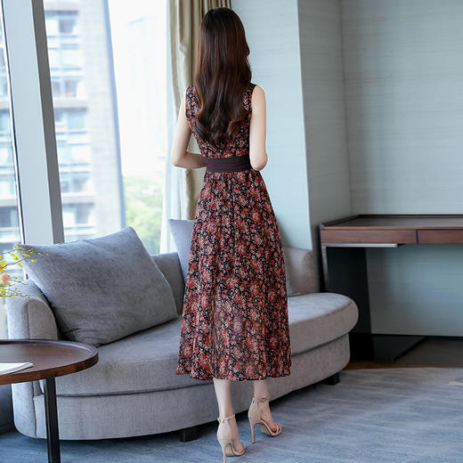 WZNH-BBL6670（配腰带）印花潮流时尚短袖韩版收腰夏季连衣裙 商品图3