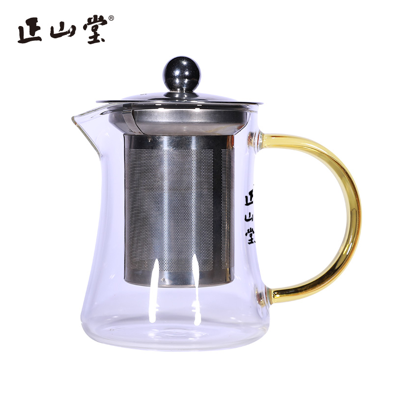 正山堂君子泡茶壶 高硼硅玻璃304不锈钢350ml 茶具