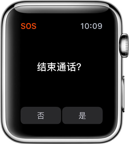 Apple Watch 上的“结束通话”选项。