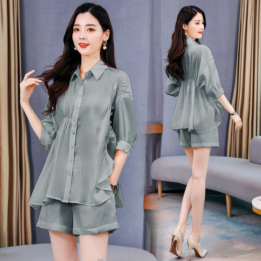 WZNH-1253纯色通勤两件套时尚气质百搭宽松优雅套装 商品图1