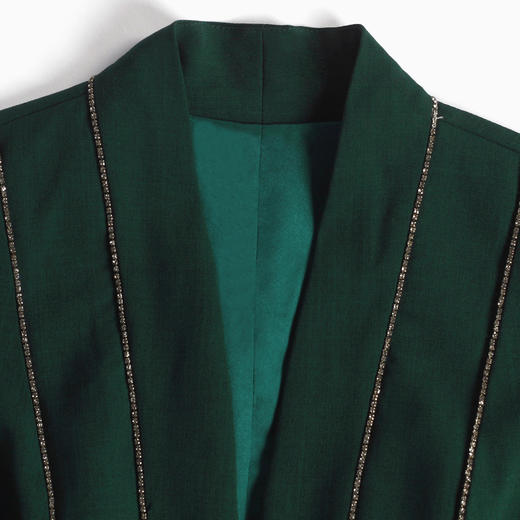 DLQ-A2111法式复古绿色收腰显瘦轻熟风连衣裙 商品图2