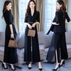 WZNH-HHSJ9907（配腰带）纯色方领气质优雅淑女五分袖简约百搭三件套装 商品缩略图1