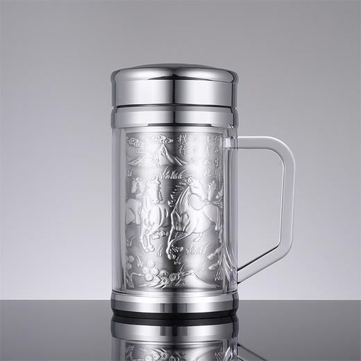 子佩集S999银浮雕办公杯摆件【BJ000794】纯银内胆泡茶杯205 商品图1