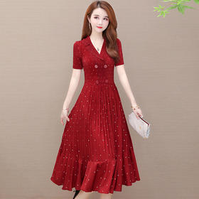 YWE  QS8008阔太太气质高贵波点连衣裙