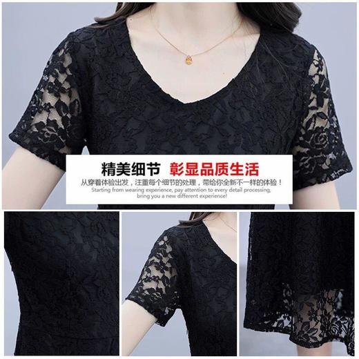 PDD-夏装新款大码宽松遮肚减龄显瘦蕾丝连衣裙 商品图2