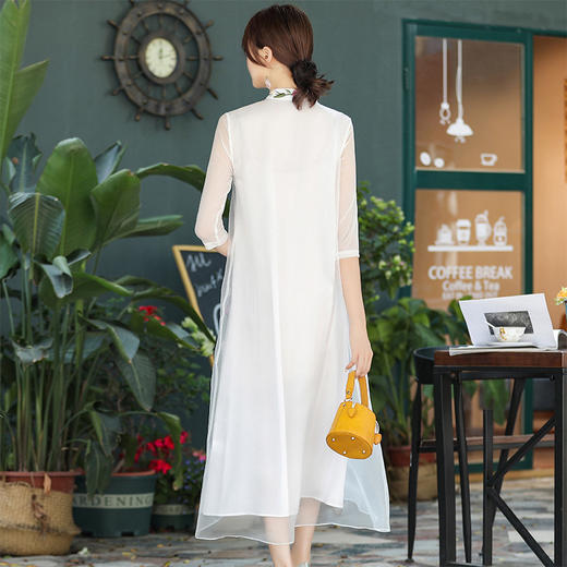 OGFY-36159夏装甜美粉色超仙宽松大码复古中国风连衣裙 商品图3