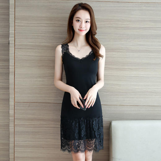 pddjanuaey新款韩版时尚中长款性感蕾丝吊带裙tzf