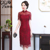 MY-92452夏新款中长款改良短袖蕾丝旗袍连衣裙 商品缩略图1