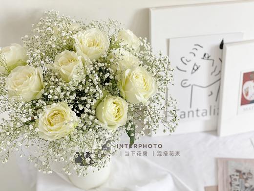 【只对你有感觉】白玫瑰10支 随机赠送白色满天星2-3支 商品图4