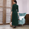 DLQ-A2111法式复古绿色收腰显瘦轻熟风连衣裙 商品缩略图1