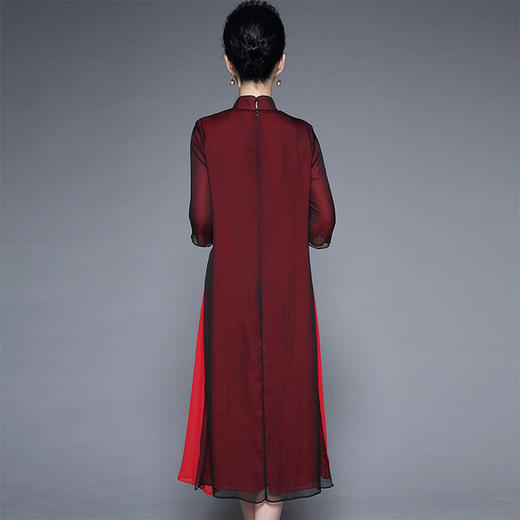 YZL-691中国风妈妈装宽松简约纯色假两件套装 商品图1