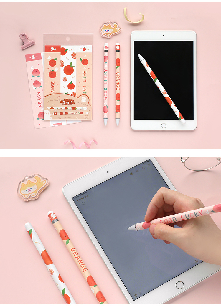 三年二班可爱小清新笔类贴纸卡通贴画学生diy素材苹果笔贴防刮花