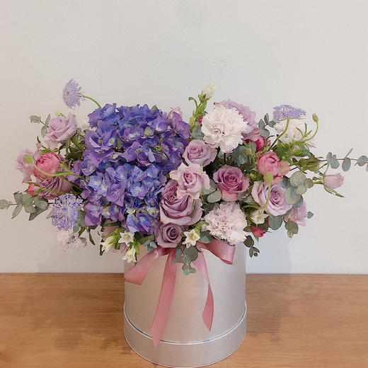 花艺 紫色系莫兰迪风花桶 商品图0