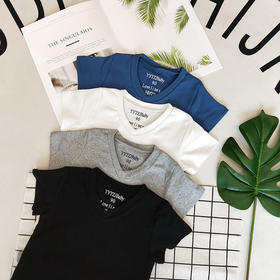 YJX-童装新款儿童短袖男女童宝宝v领纯棉打底衫