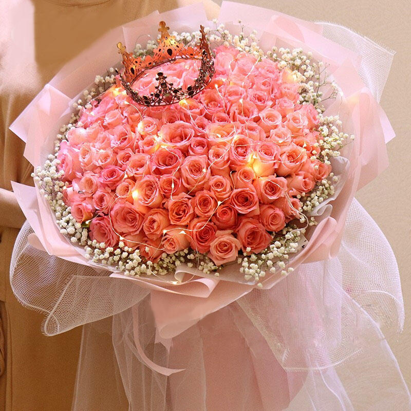 99朵52朵红玫瑰韩式花束皇冠玫瑰花束送女朋友老婆生日告白纪念日情人节感恩节圣诞节告白