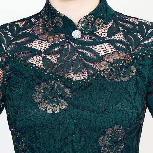 CM-92455高贵复古蕾丝绣花改良旗袍裙 商品图3