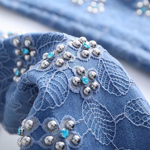 XTY-3-3338新款修身显瘦钉珠绣花牛仔裤 商品图3