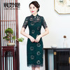 CM-92455高贵复古蕾丝绣花改良旗袍裙 商品缩略图0